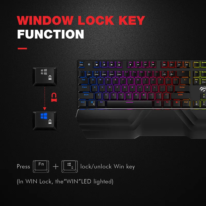 HAVIT Mechanical Keyboard 104 Keys Red Blue Switch Wired Gaming Keyboard RGB Light Anti-Ghosting Russian Keyboard HV-KB432L