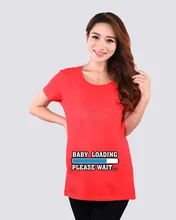 2016 Hot Sales Plus Size 5 Colors BABY LOADING Printing Funny Maternity T Shirts Short Sleeve Red Soft Comfortable Shirts G004