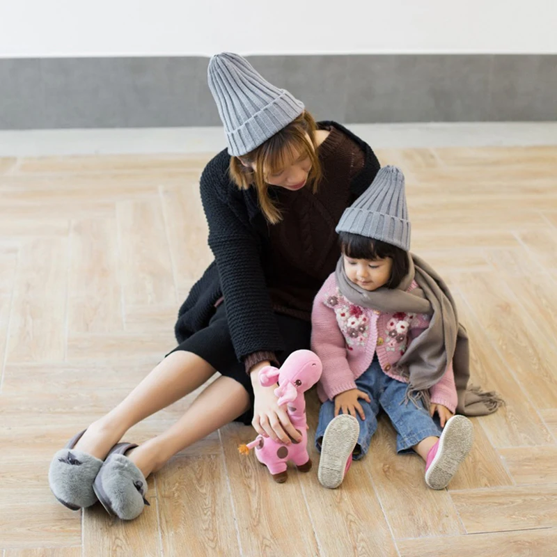 Зимняя женская и детская шапочка карамельного цвета с острым носком, женская и Детская Вязаная Шерстяная кепка, теплая зимняя шапка
