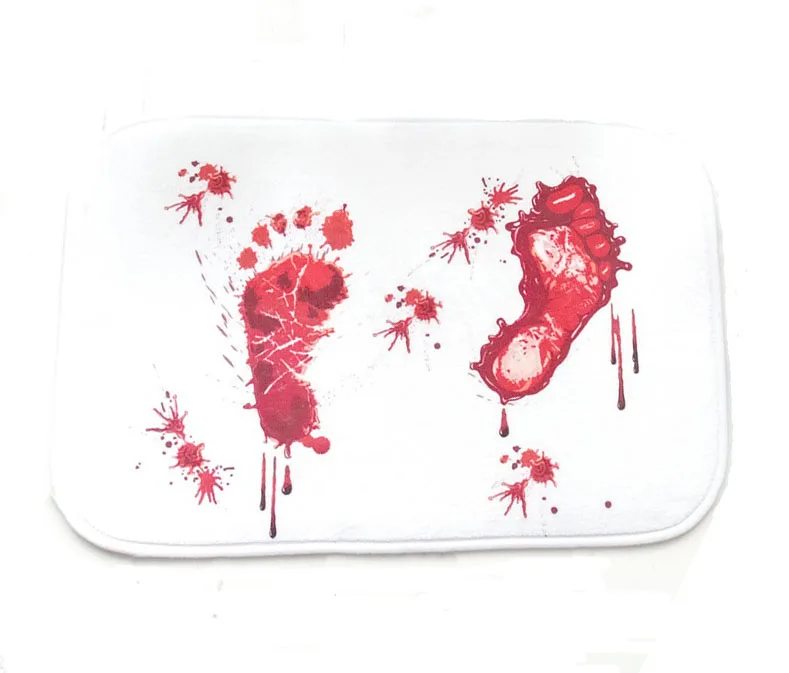

Bloody Footprint Printed Mat For Toilet Rug Suede Non Slip Absorbent Shower Bathroom Mat Kitchen Floor Mat alfombras tapis