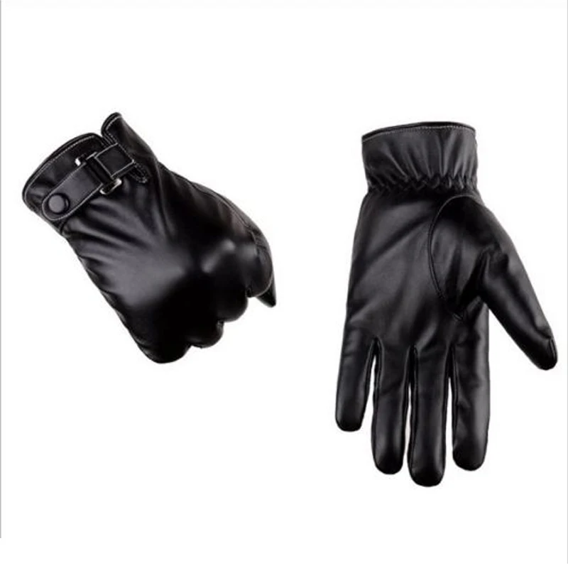 Кожаные перчатки на весь палец для мужчин для вождения на открытом воздухе, теплые зимние перчатки для сенсорного экрана