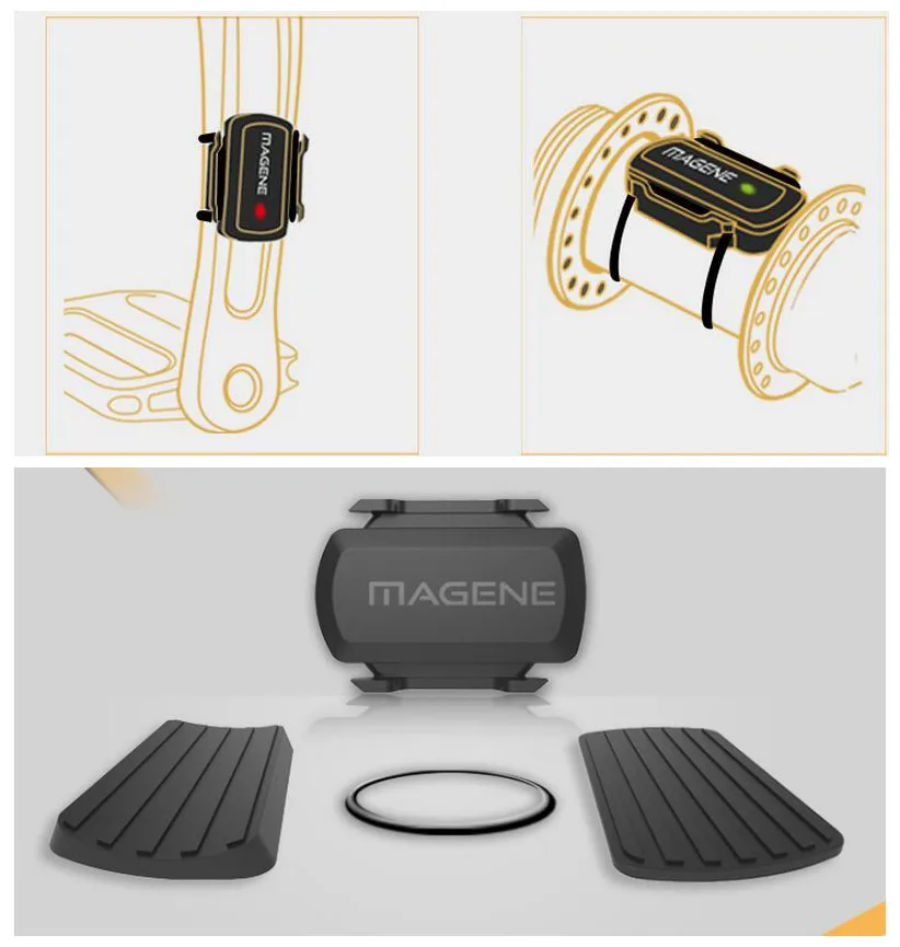 MAGENE gemini200 Speed Sensor cadence ant+ Bluetooth for Strava garmin