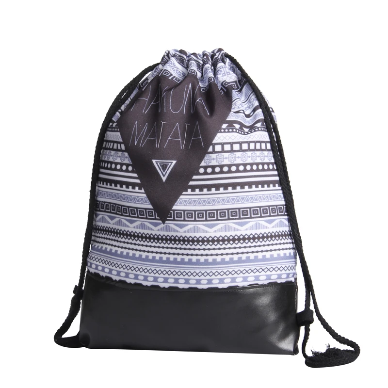Jom Tokoy 2019 Новый 3D печати Школьный рюкзак на шнурках хакуна matata узор для женщин шнурок сумки