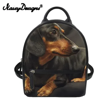 

3D Pu Dachshund Print Mini Backpacks Leather Women Girls Black Travel Bags Student School Purse Mochila Bolsa Crossbody Male Bag