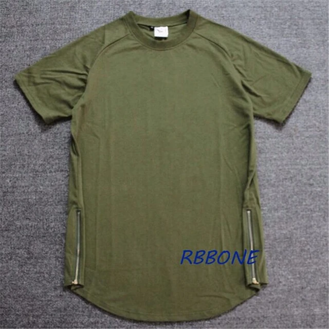 2019 Latest  mens  fashion tees side zipper TYGA T Shirt Men zip army green white black solid color hip hop t shirts