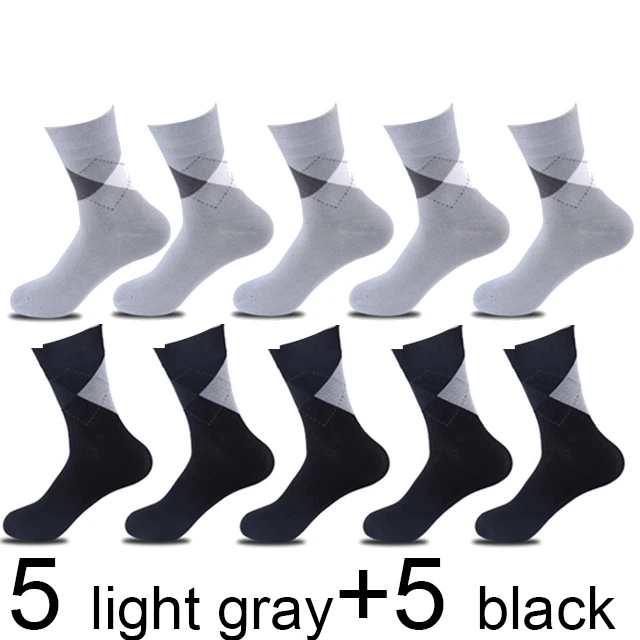 5lightgray5blackgray 10 пар/лот, мужские бамбуковые носки, мужские брендовые Новые повседневные носки в деловом стиле, мужские носки из хлопка и бамбукового волокна, длинные зимние носки для подарков - Цвет: 5lightgray5blackgray