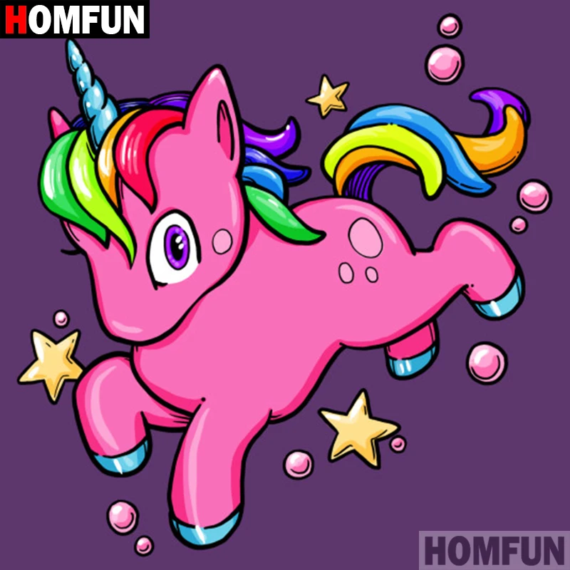 Алмазная живопись HOMFUN вышивка крестиком 5D мультяшный Единорог домашний декор