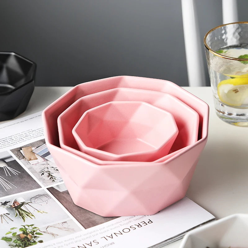 KINGLANG керамическая Салатница посуда край суповые чаши простой салат геометрическая форма чаша
