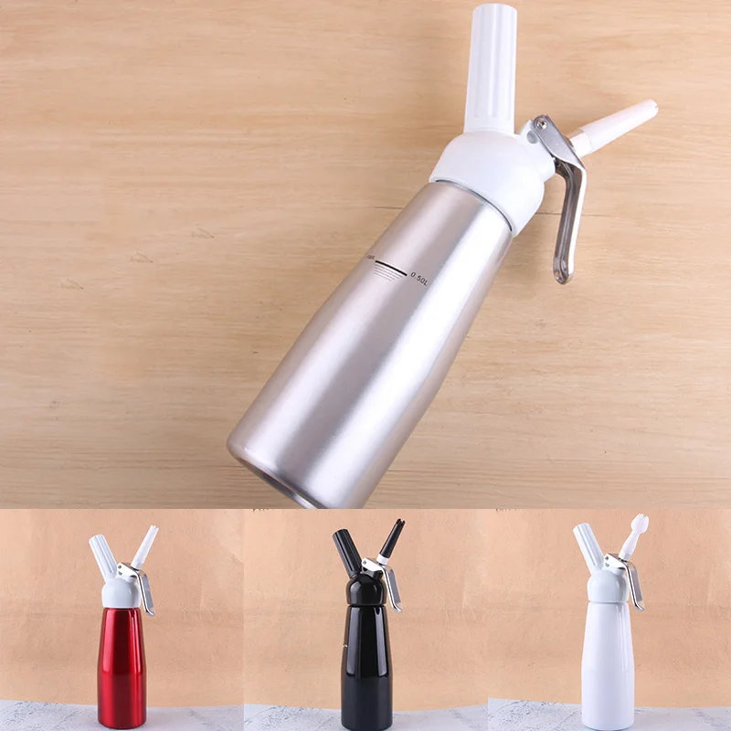 Coffee Dessert Cake Accessories Cream Dispenser Cleaning Brush 3 Nozzles Stainless Steel 500ML Cream Whipper Cream Foamer Gun