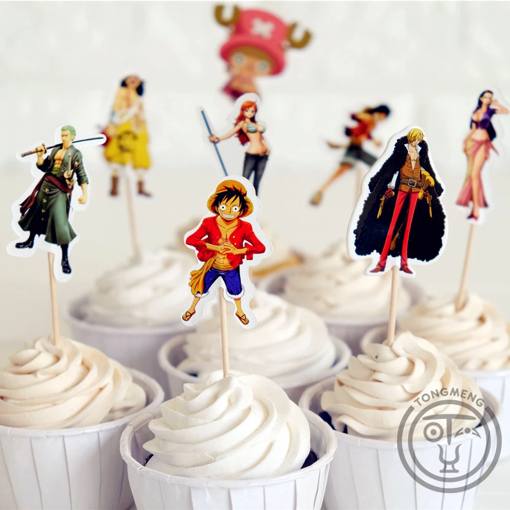 72pcs Japan Anime ONE PIECE Luffy Zoro Chopper candy bar cupcake topper