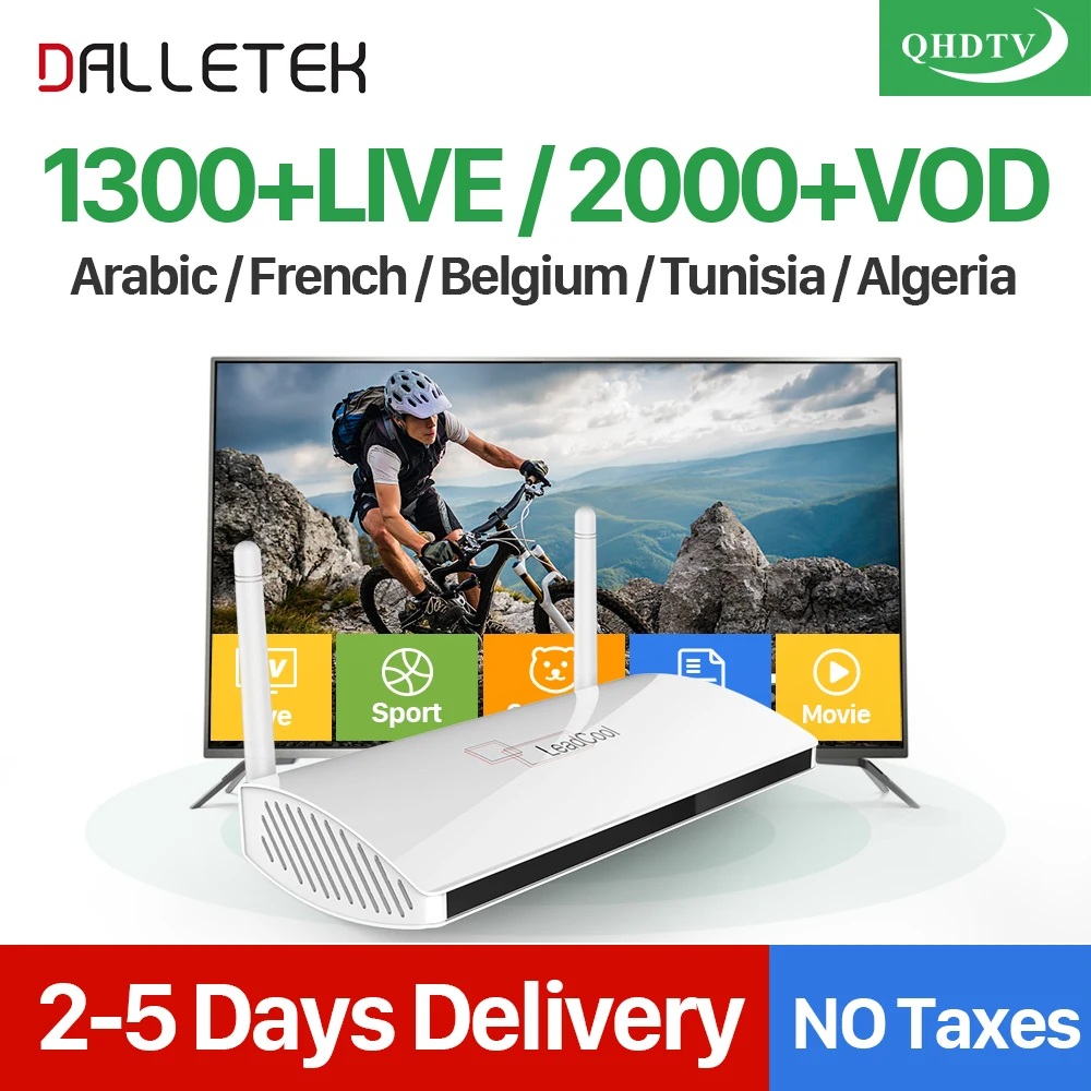 Dalletektv Arabic IPTV Box Leadcool Smart Android TV Box 1 Year QHDTV IPTV Subscription 1300 Channels Europe UK French IPTV Box