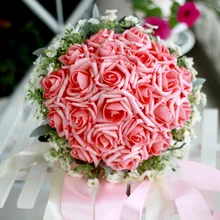 Розовые синие цветы и розы искусственные цветы для невесты ручной работы розы свадебный букет buque de noiva