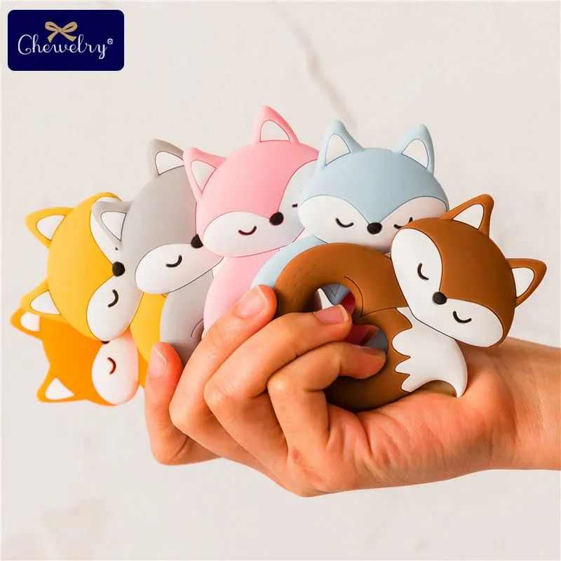 Baby Silicone Teether Rodent Silicone Fox Pendant Baby Teether Rodent BPA Free Beads Chew Biter Children Goods Toy teething toys baby teething toys silicone teething toys silicone teething beads silicone teether 1pcs