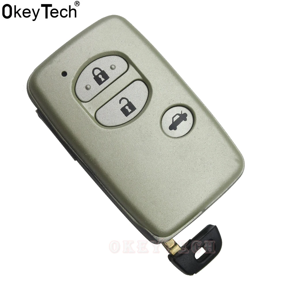 OkeyTech Smart Remote Key Shell 3 Button Replacement Shell With Small Uncut Insert Key for Toyota Avalon Camry Highlander RAV4
