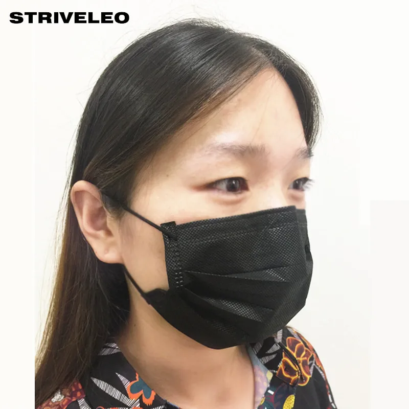 

50pcs/bag Non Woven Black Disposable Face Mask Medical dental Earloop 3 layers Anti-Dust Face Surgical Masks