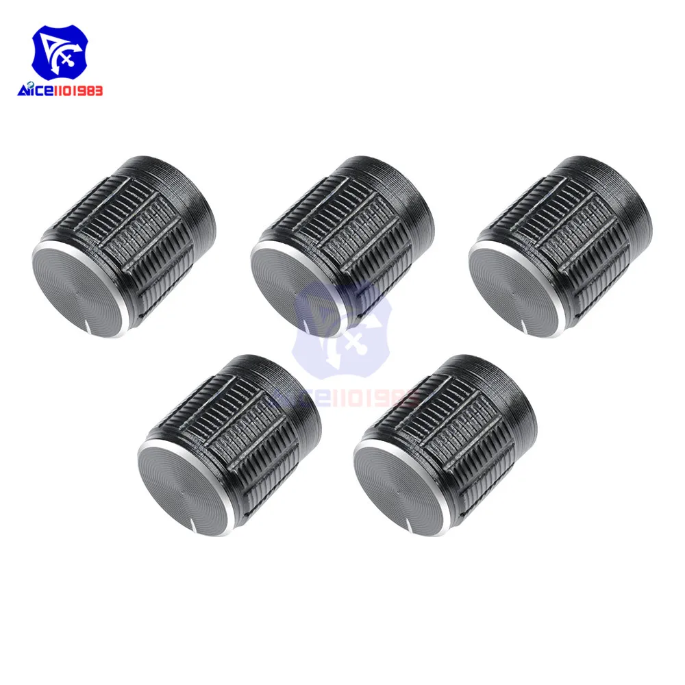 Potentiometer Knobs 5PCS/Lot Black Metal 6mm Knurled Shaft Insert Dia. Potentiometer Control Knobs Switch Knob 15mm Dia. x 16.5mm Height