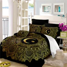 Golden Mandala Bedding Set Boho Moon Star Print Duvet Cover Set Black Bed Cover Twin Full King Queen Pillowcase Home Decor D25 Golden Mandala Bedding Set Boho Moon Star Print Duvet Cover Set Black Bed Cover Twin Full King Queen Pillowcase Home Decor D25