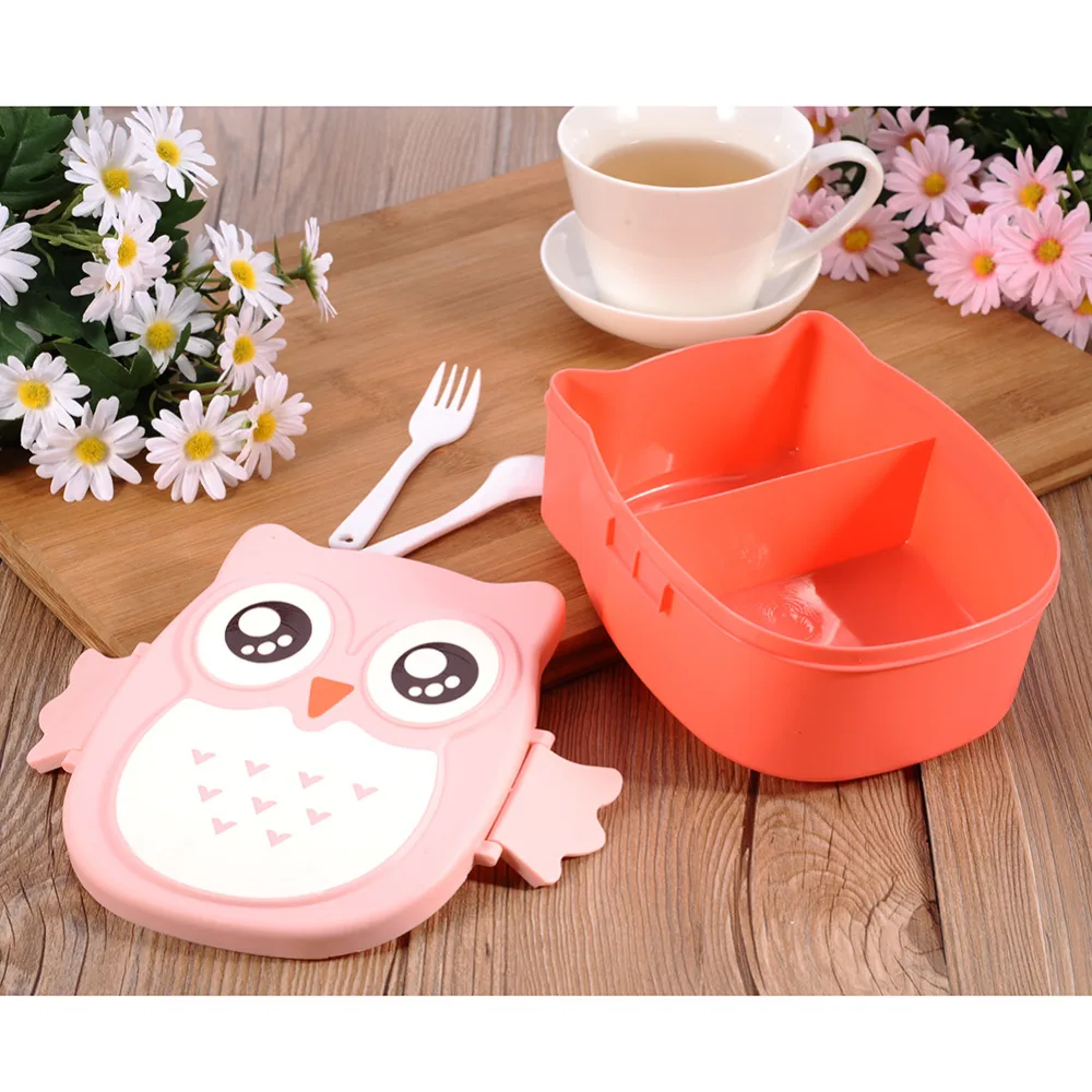 Cartoon Owl 900ml Lunch Boxs Bento Food Fruit Storage Container Portable Dinner Box Food-Safe Food Picnic Container Kids Gifts(China (Mainland))