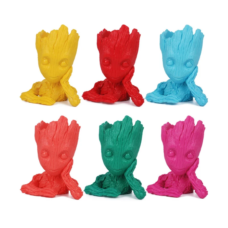 

2018 Guardians Galaxy Flowerpot Baby Action Figures Cute Model Toy PVC Material Pen Pot Birthday Gifts Decoration Home storage