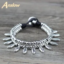 Anslow, bisutería de moda a la moda, pulseras chapadas en plata, pulsera de granos de café para mujer, para señora, amigos, LOW0747LB