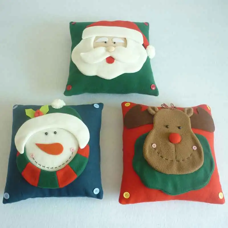 

Handmade Xmas Cushions Pillow Cute Elk Santa Claus Snowman Throw Pillows Cotton for Winter Sofa Home Car New Year decoration
