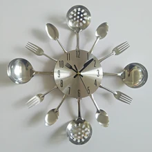 Настоящие металлические настенные часы, нож для кухни, украшение, кварцевые бесшумные современные разделительные игольчатые часы, часы для дома
