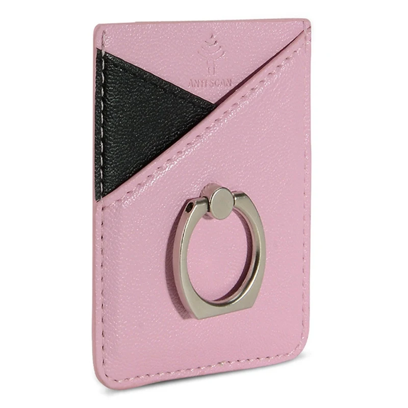 Luxury Bling Sequins Leather Card Holder Sticker With Ring Buckle For Universal Mobile Phone - Цвет: PK