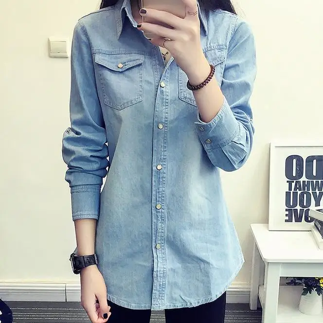Button up blouses for women long length jeans
