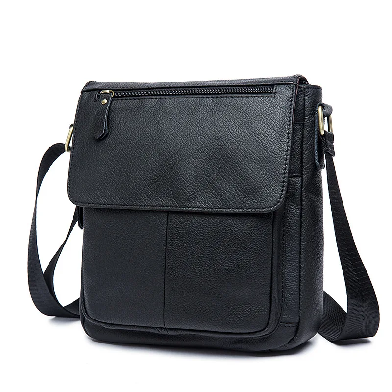 Factory direct leather economic and trade durable men's bag first layer Cowhide casual flip zipper Messenger bags