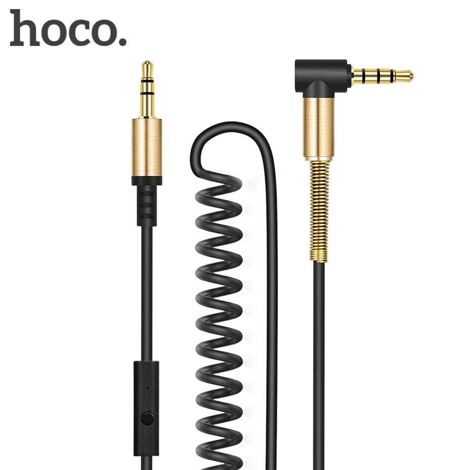 Beste HOCO Aux Kabel met Microfoon Jack 3.5mm Audio Kabel 3.5mm Jack Speaker Kabel voor iPhone 6 6 s hoofdtelefoon Auto Mannelijke 2 m Extension Kabel