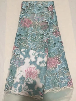

2018 New Sale African Lace Fabrics High Quality Deep Blue France Cord Lace Guipure Lace Fabric for Nigerian Beaded Lace Fabric