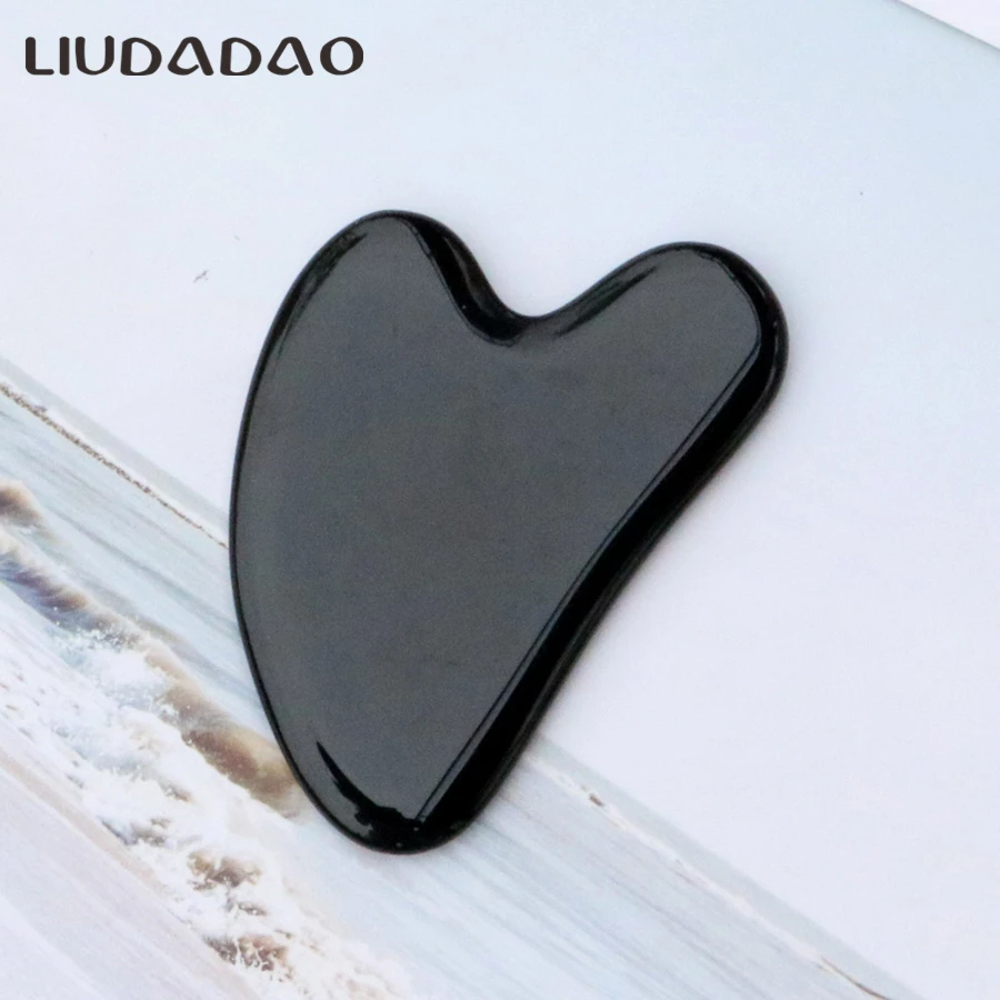  2Pcs/Set Jade Rollers Black Obsidian Guasha Massager Tools Smooth Natural Stone Body Neck Face Lift