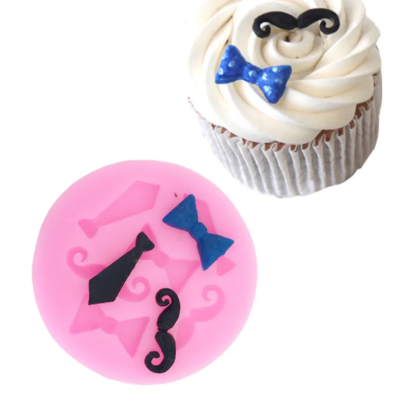 1166 TILLWELL6-Cavity Tiny Bow Tie Mustache Cake Tools Silicone Mold for Fondant Sugarcraft Mould Gum Paste Chocolate Craft | Дом и сад