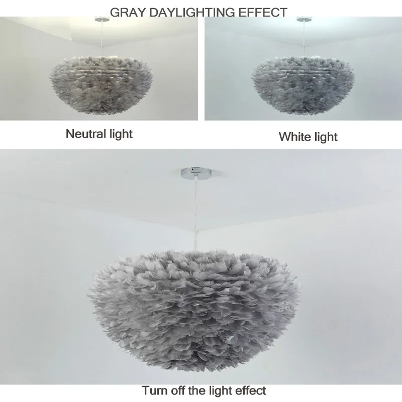 Подвесные светильники, белое перо, E27, плюмовые светодиодные художественные декоративные лампы, романтическая Подвесная лампа для спальни, натуральный гусиный пух