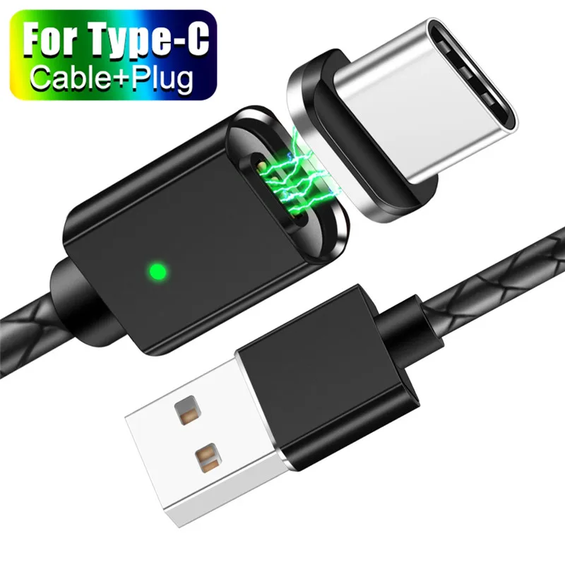 Магнитный кабель OLAF usb type-C для samsung Galaxy S9 S8, быстрое зарядное устройство, магнитный кабель для huawei mate 20 Pro Xiaomi Mi 8, usb type-C - Цвет: Black Type C Cable