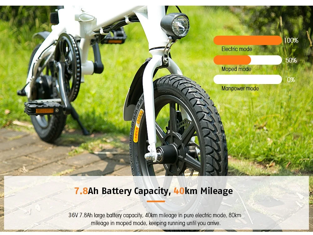 Cheap FIIDO D1 7.8AH 10.4AH Folding Electric Bicycle Battery Mini Aluminum Alloy Smart Electric Bike Moped Bicycle EU Plug BLACK White 2