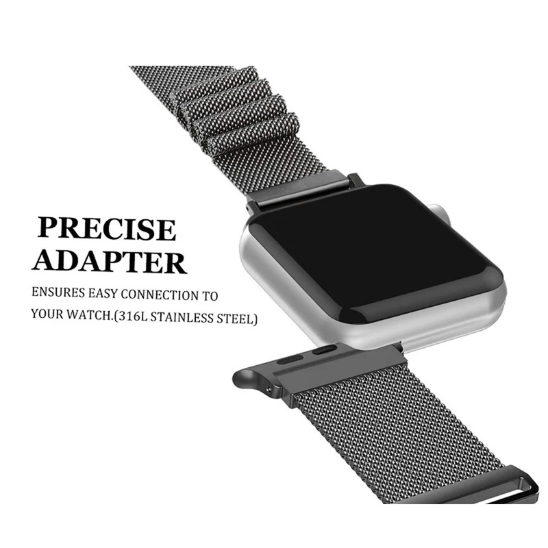 Миланский Браслет Нержавеющая сталь ремешок для наручных часов Apple Watch серии 1/2/3