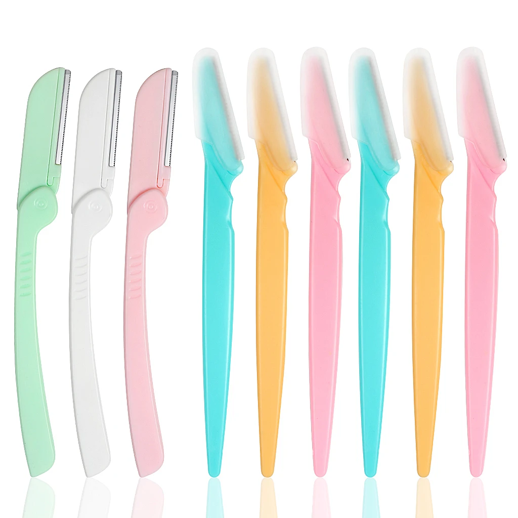 9 Pcs del Sopracciglio Rasoi Multi Colore Rasoio sopracciglia Facciale di Rimozione Dei Capelli Per Le Donne E Gli Uomini 6 Apribile Sopracciglio Intimo elasticizzato e contenitivo E 3 fold
