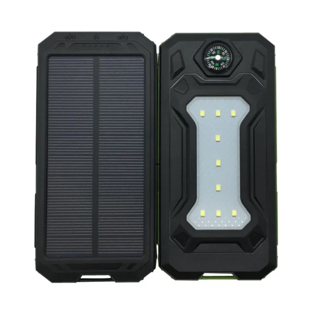 Внешний аккумулятор на солнечной батарее, 20000 мА/ч, двойной USB внешний, водонепроницаемый, полимерный аккумулятор, зарядное устройство, уличный светильник, внешний аккумулятор Ferisi