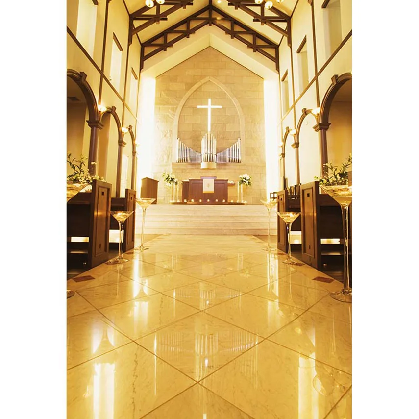 

10x16ft Wedding Room Seamless Vinyl Photography Backdrops Computer Printed cm2667 Golden Church Background For Photo Studio