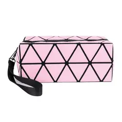 Новый розовый ромбической косметический мешок из трех частей моющиеся Портативный женские дорожные сумки Pu складной Портативный хранения