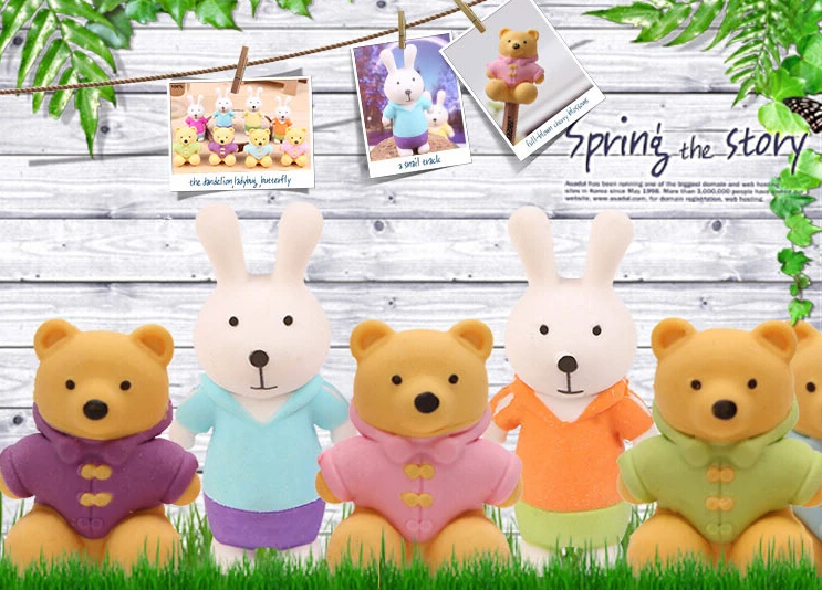 Новое поступление, набор ластиков с милым медведем и кроликом, Школьный набор ластиков в Корейском стиле, продвижение резиновых ластиков, минимальный заказ, 8 штук в партии