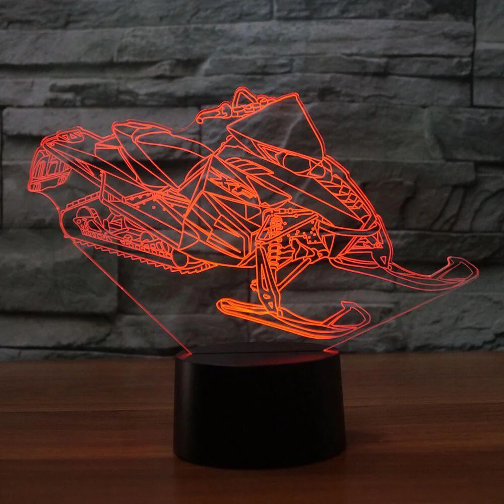 3D Led лыжный Снежный самолет Звездная ночь Usb Сенсорная Кнопка настольная лампа 7 цветов Изменение снегоход автомобиль домашний декор прикроватное освещение подарки