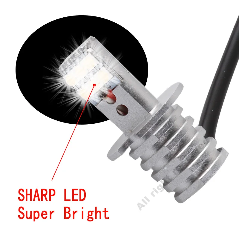 2 шт H3 H1 автомобильный светодиодный противотуманный светильник белый 1000LM 12-SMD острый чип Высокий яркий автомобильный головной светильник светодиодный светильник 6000K 12V 24V D040