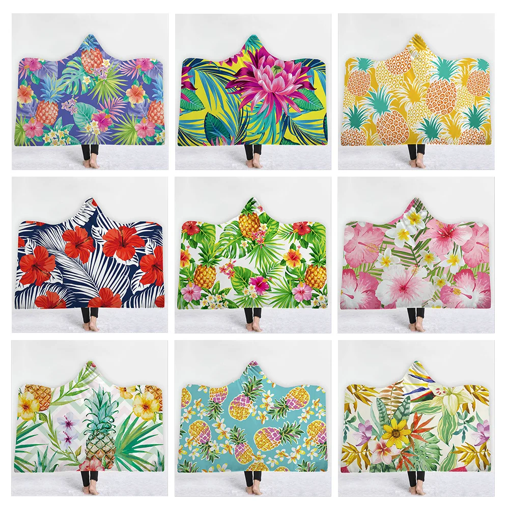 

Bohemian Throw Tropical Fruit Plush Hooded Blanket Couverture Polaire Adulte Poncho Plaid Manta Para Sofa Fleece Deken