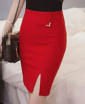 

2018 Summer 5XL Plus Size Slim Office Faldas Women Sexy Elastic High Waist Pencil Skirt Step Office Formal Skirt Saias Skirt