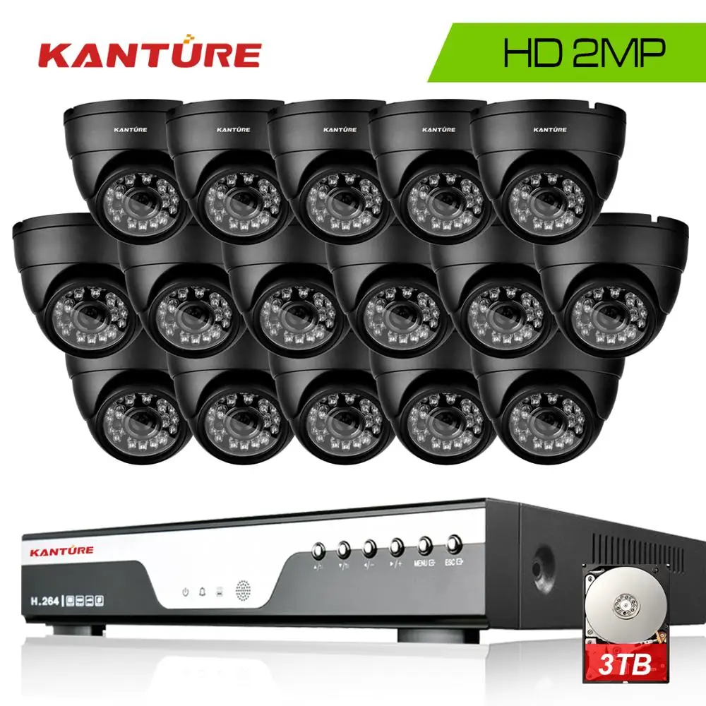 H.265 CCTV Системы 16Ch AHD H 1080P DVR Full HD 2MP 3000TVL IP66 в/на открытом воздухе Водонепроницаемый