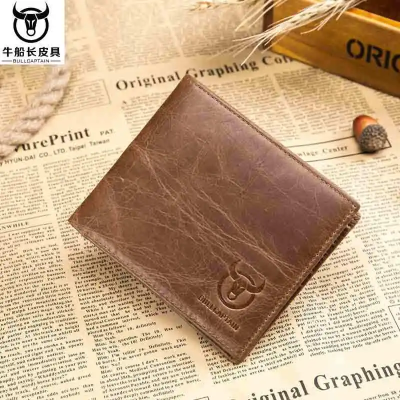 

Vintage Men Wallet Genuine Leather Short Wallets Male Multifunctional Cowhide Purse Coin Pocket Driver License Holder