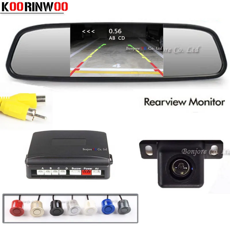 

Koorinwoo 2019 Dual Core CPU 4 Car Parking Sensors Car Rear view Camera Reverse with 4.3 Inch Car Mirror Monitor Video System