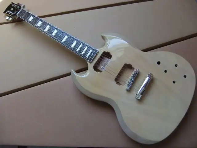 

Wholesale - Unfinish Solid Mahogany SG Electric Guitar G400 Model Ebony /Frets Binding In Natural Free shipping 100806